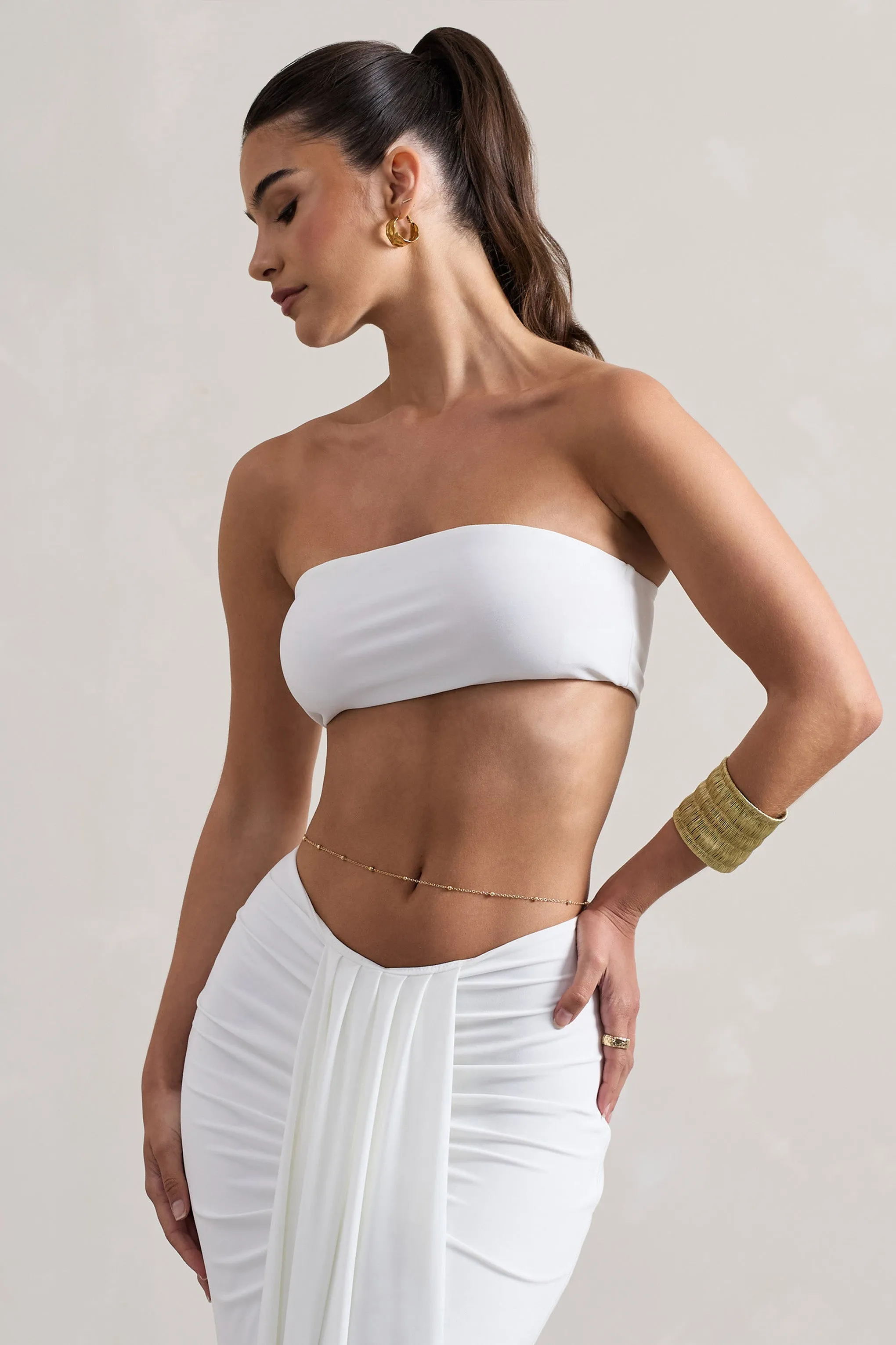 Vada | White Bandeau Crop Top Club L London