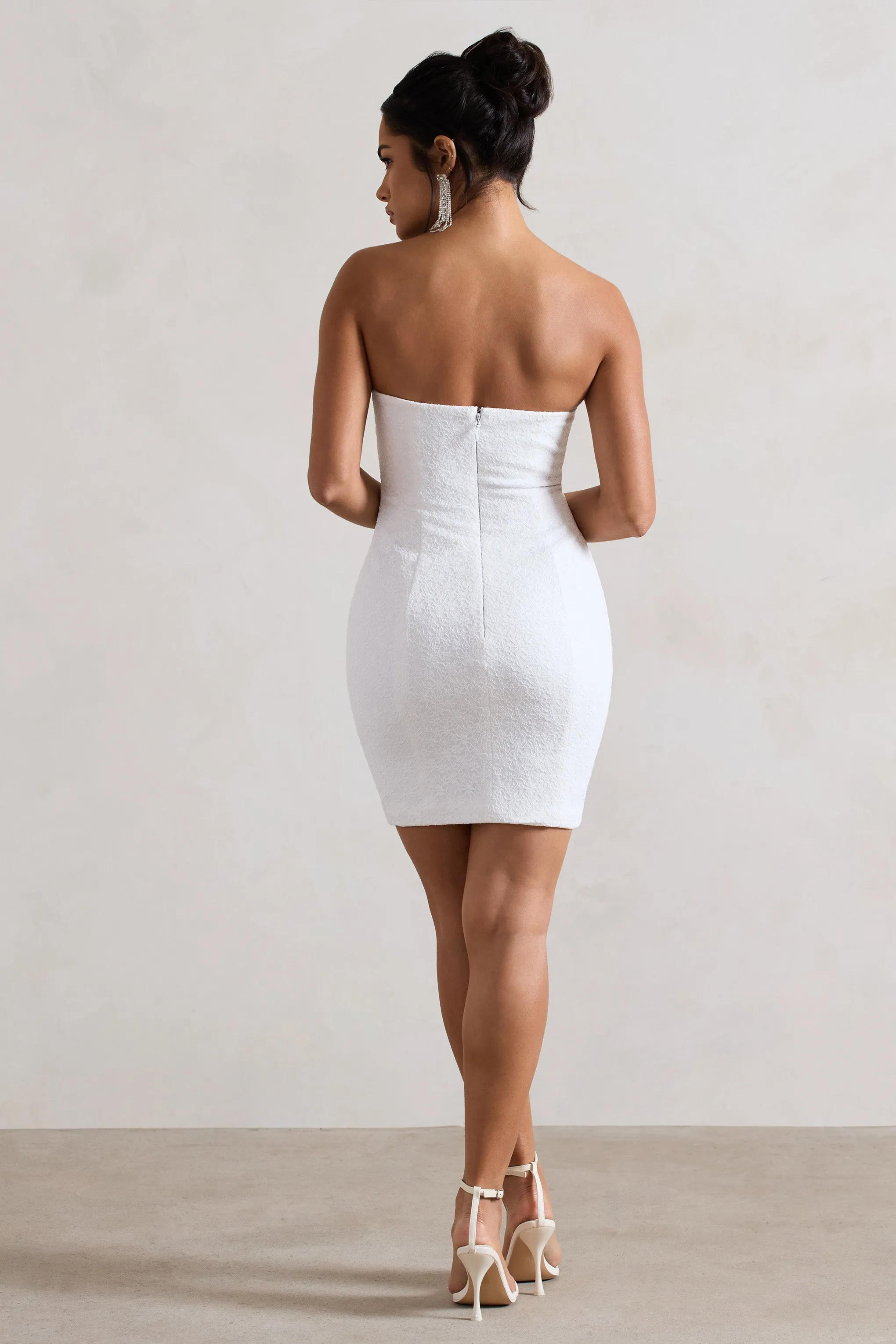 Valencia | Cream Lace Corset Maxi Dress With Detachable Skirt Club L London