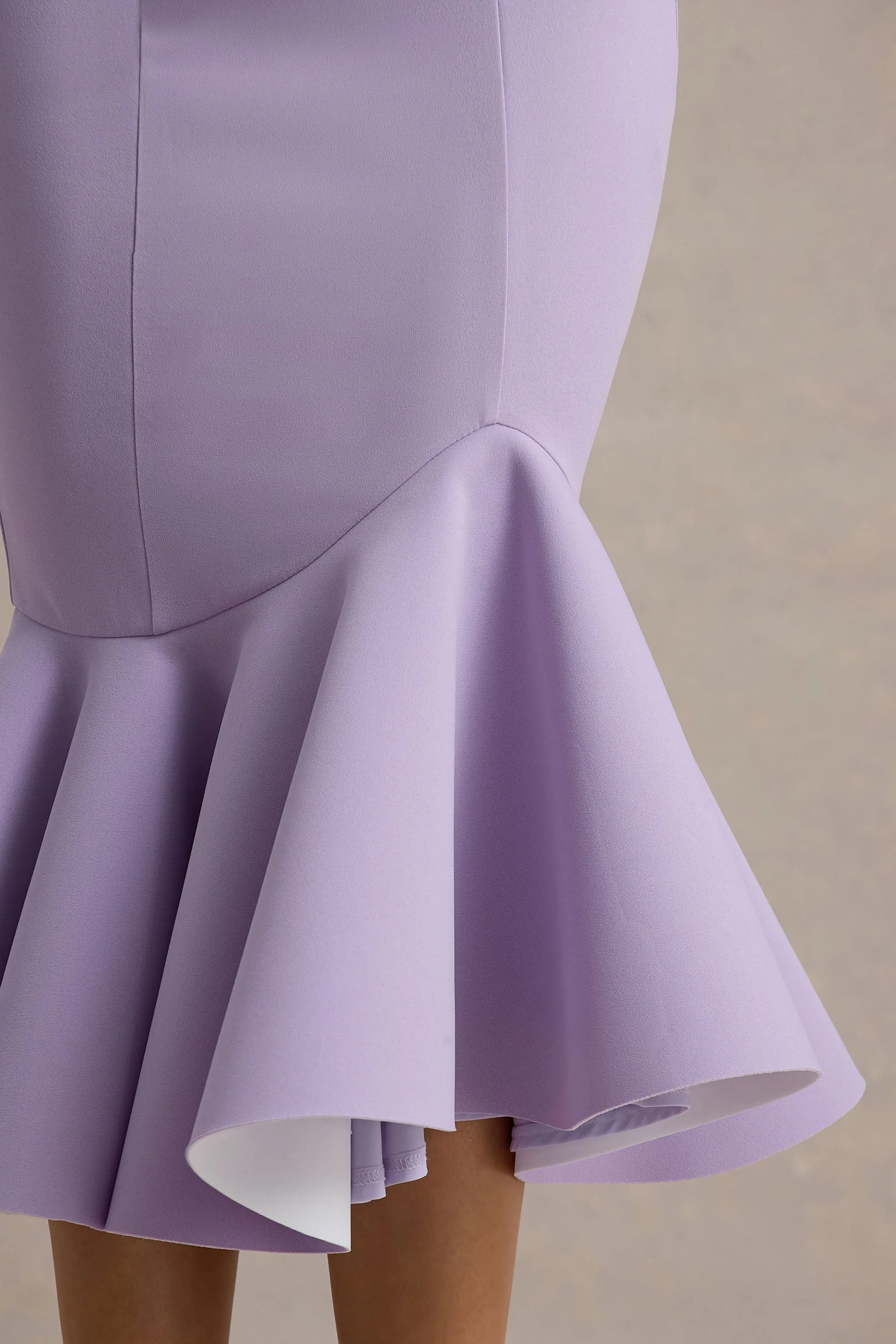 Valletta | Lilac Halter-Neck Ruffle-Trim Midi Dress Club L London