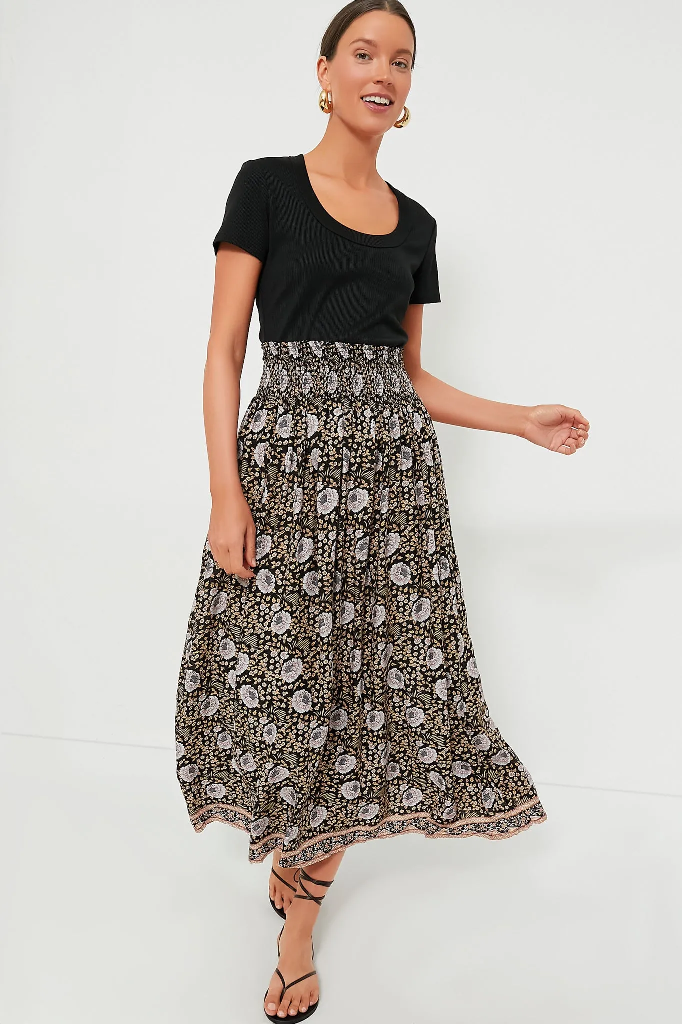 Vintage Flowers Sepia Bella Skirt