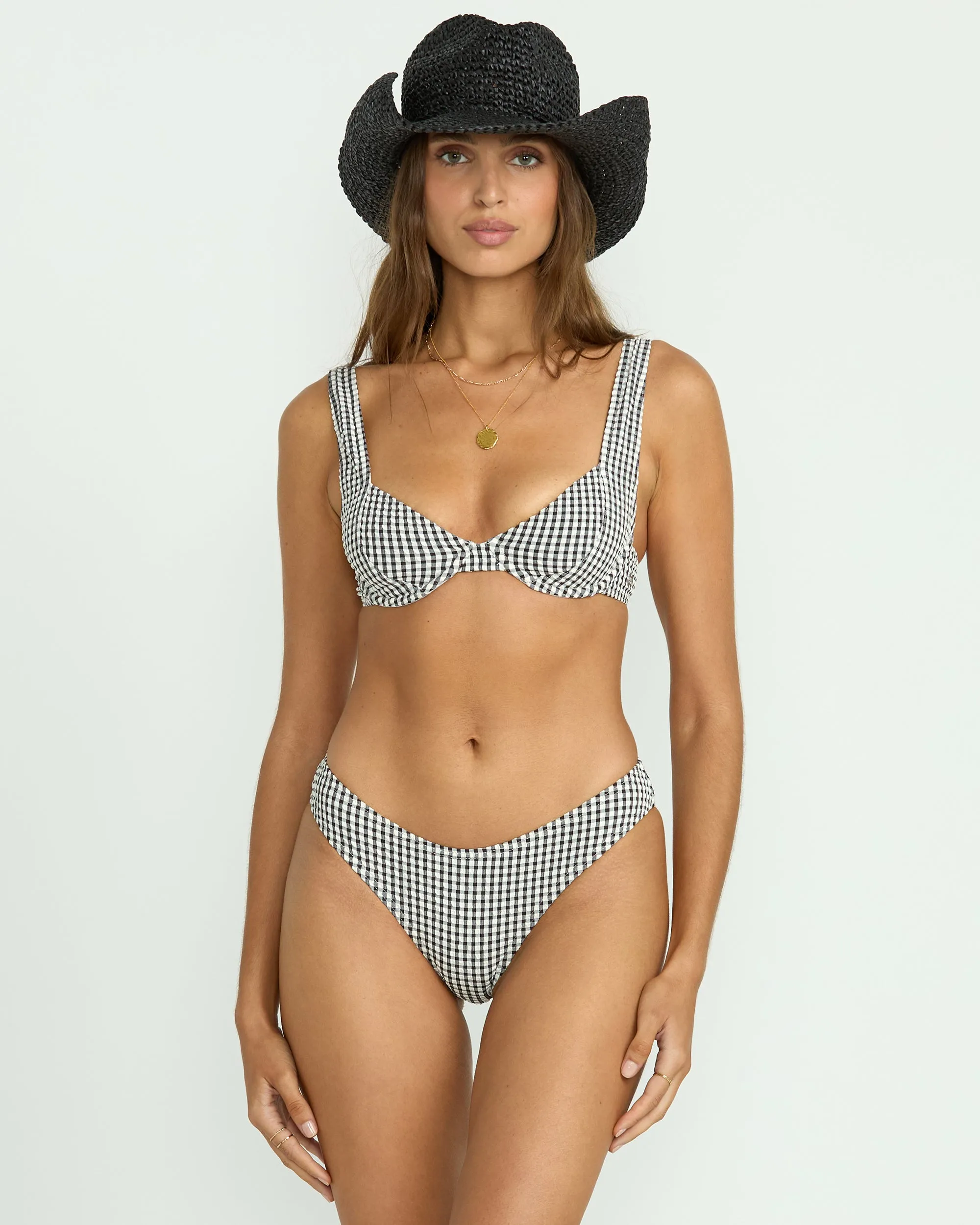 Wave Check Chloe Underwire Bikini Top - Black Pebble Billabong