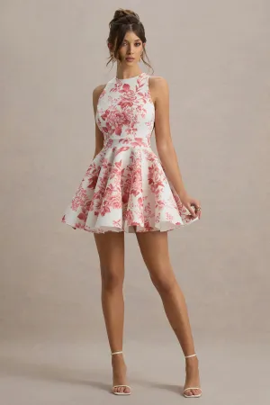 Waverly | Pink Porcelain Print Racer-Neck Sleeveless Skater Mini Dress Club L London