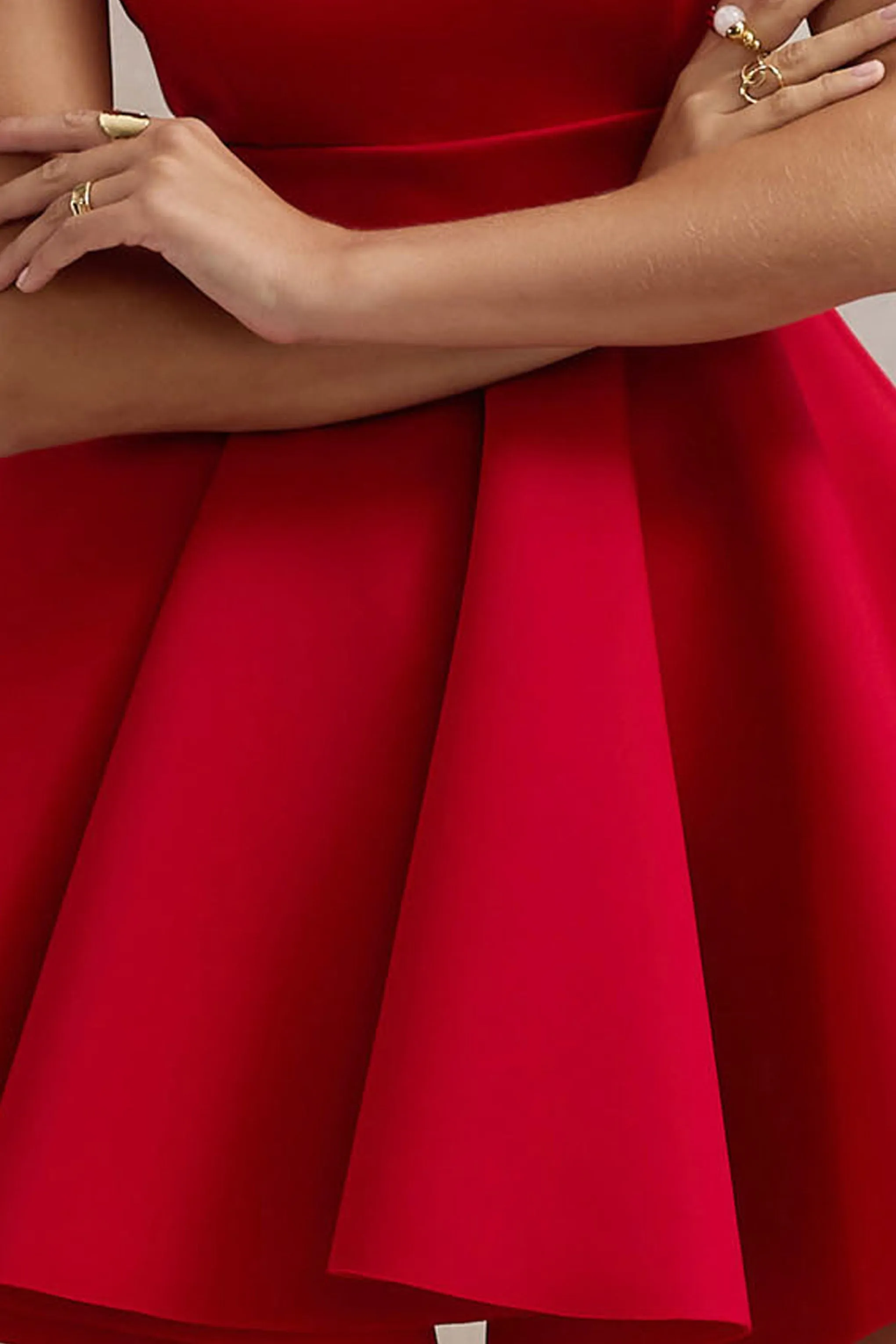 Waverly | Red Racer-Neck Sleeveless Skater Mini Dress Club L London