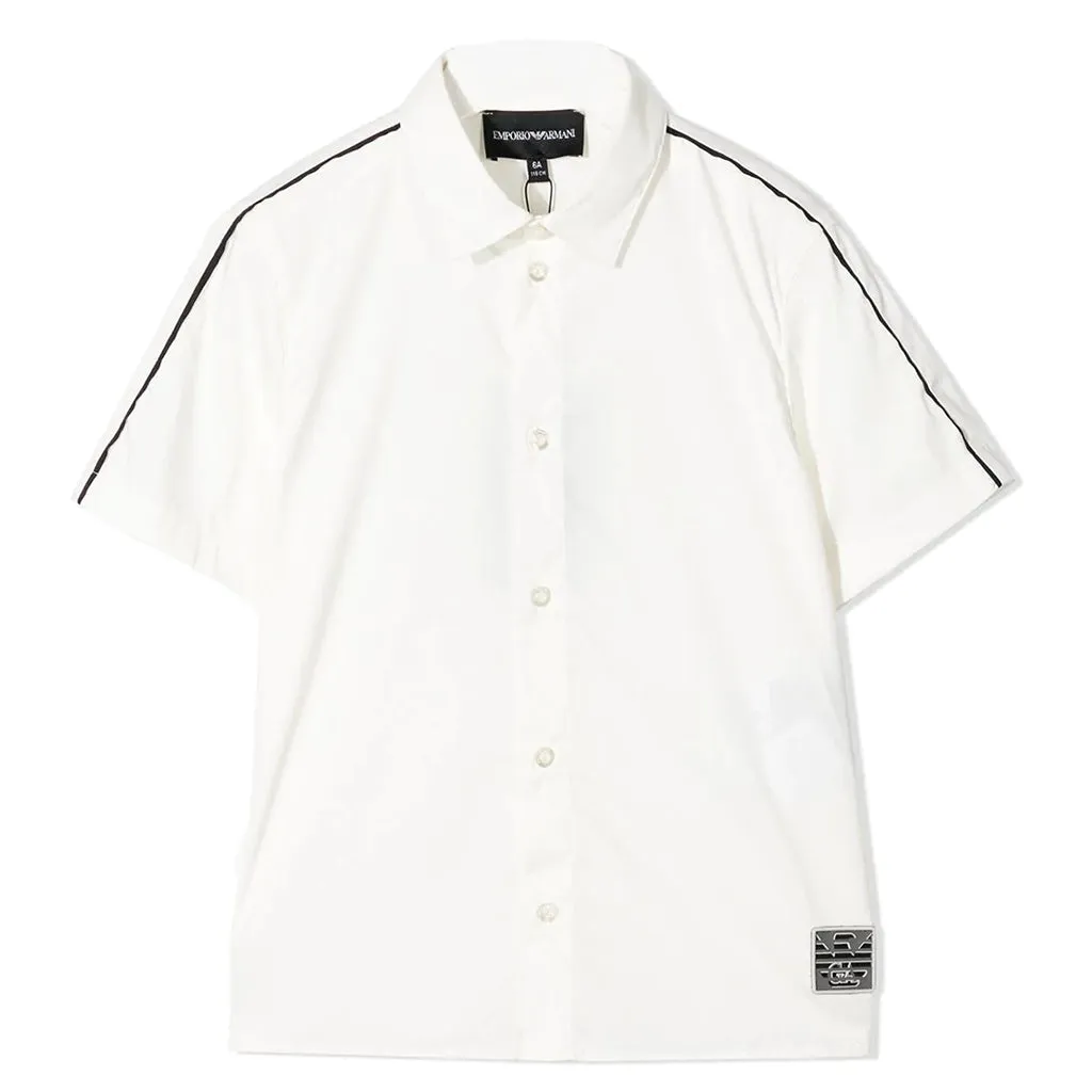 White Stripe Detail Polo Shirt