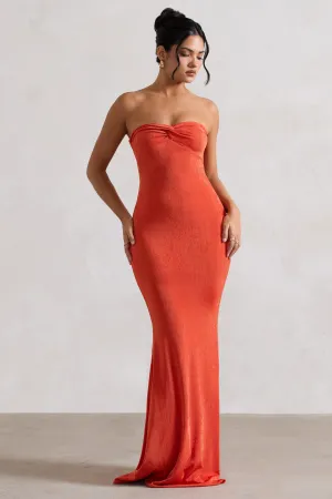 Wild Fantasy | Orange Bandeau Sweetheart Maxi Dress Club L London