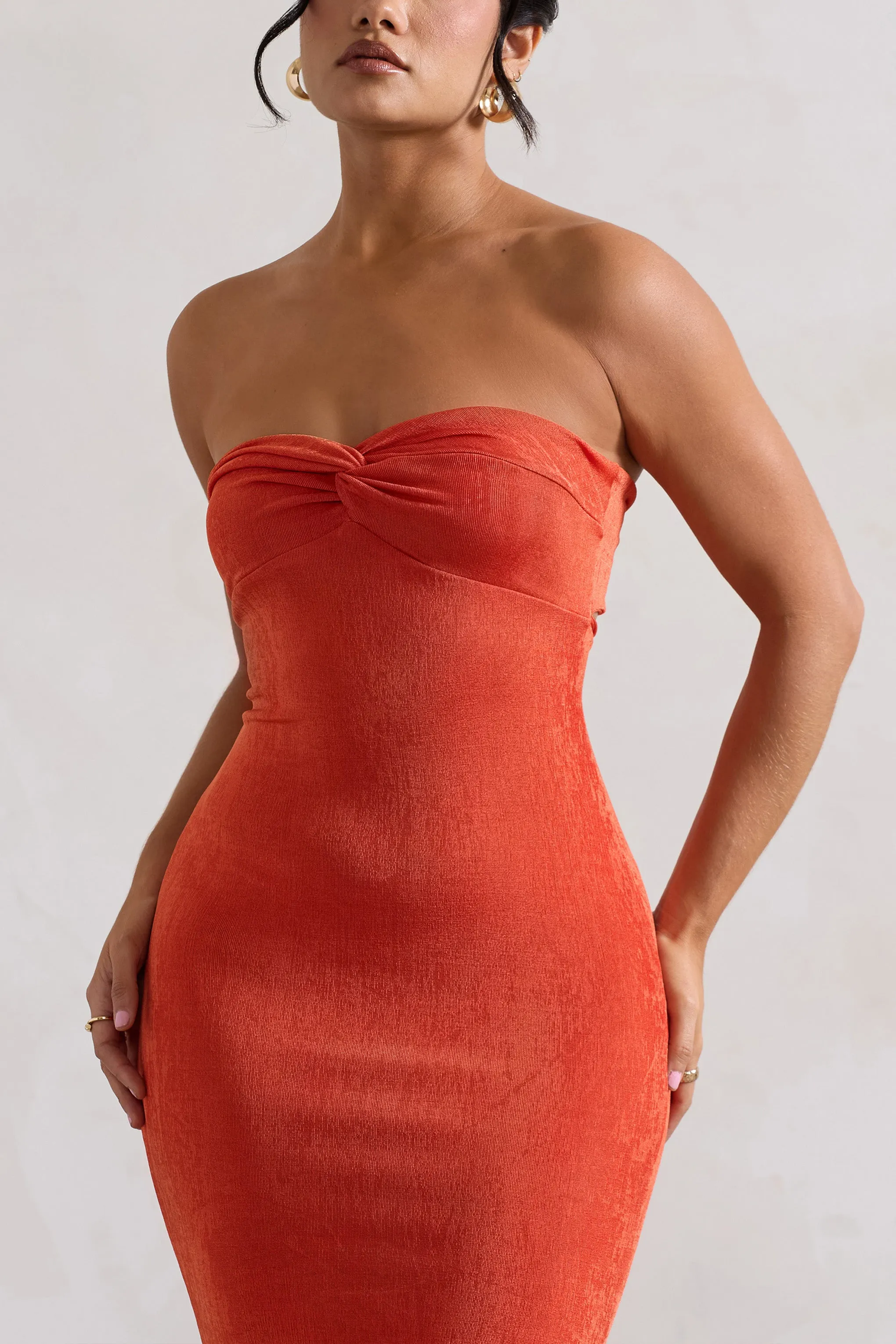 Wild Fantasy | Orange Bandeau Sweetheart Maxi Dress Club L London