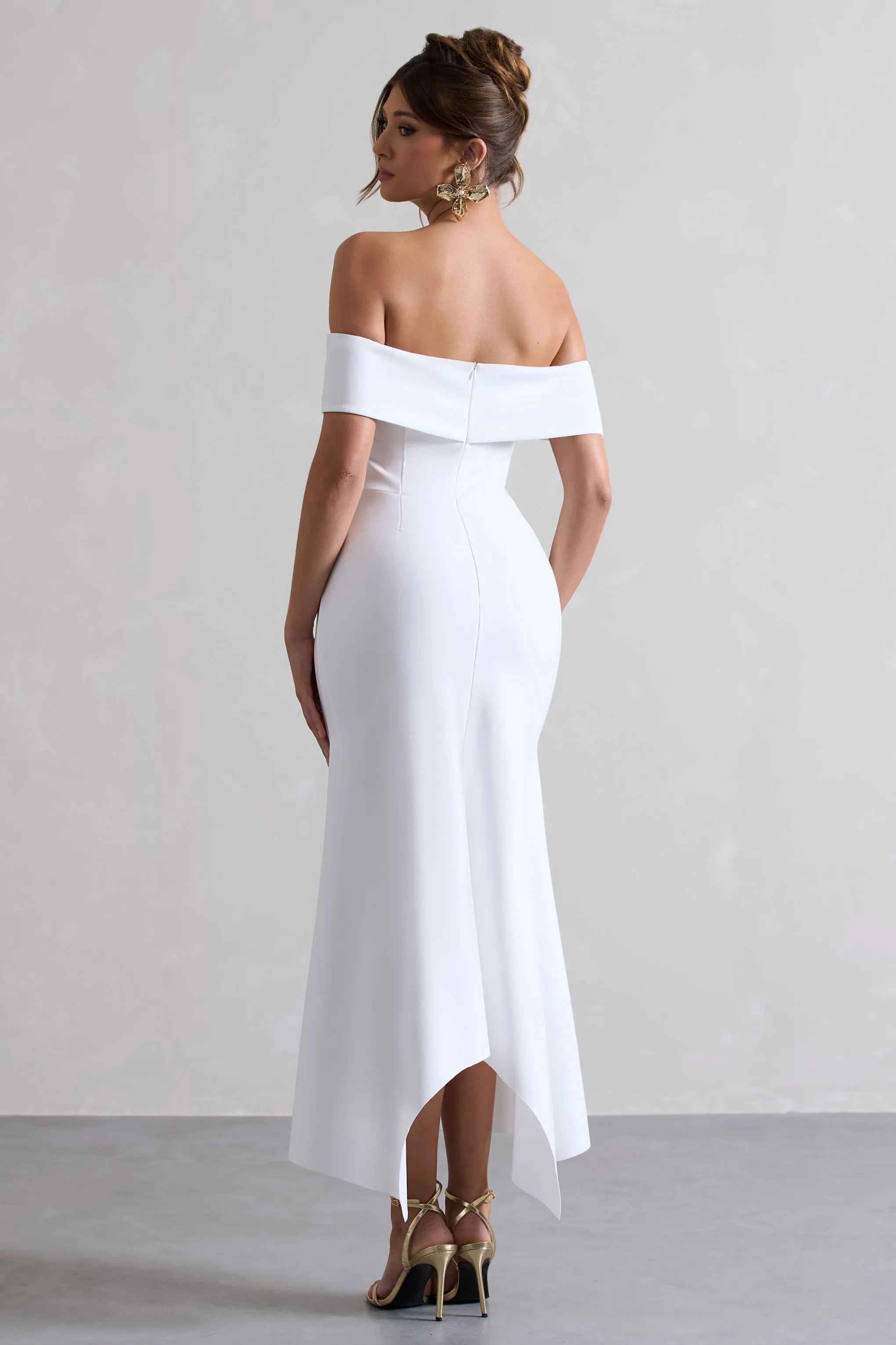 Windsor | White Bardot Midi Dress Club L London