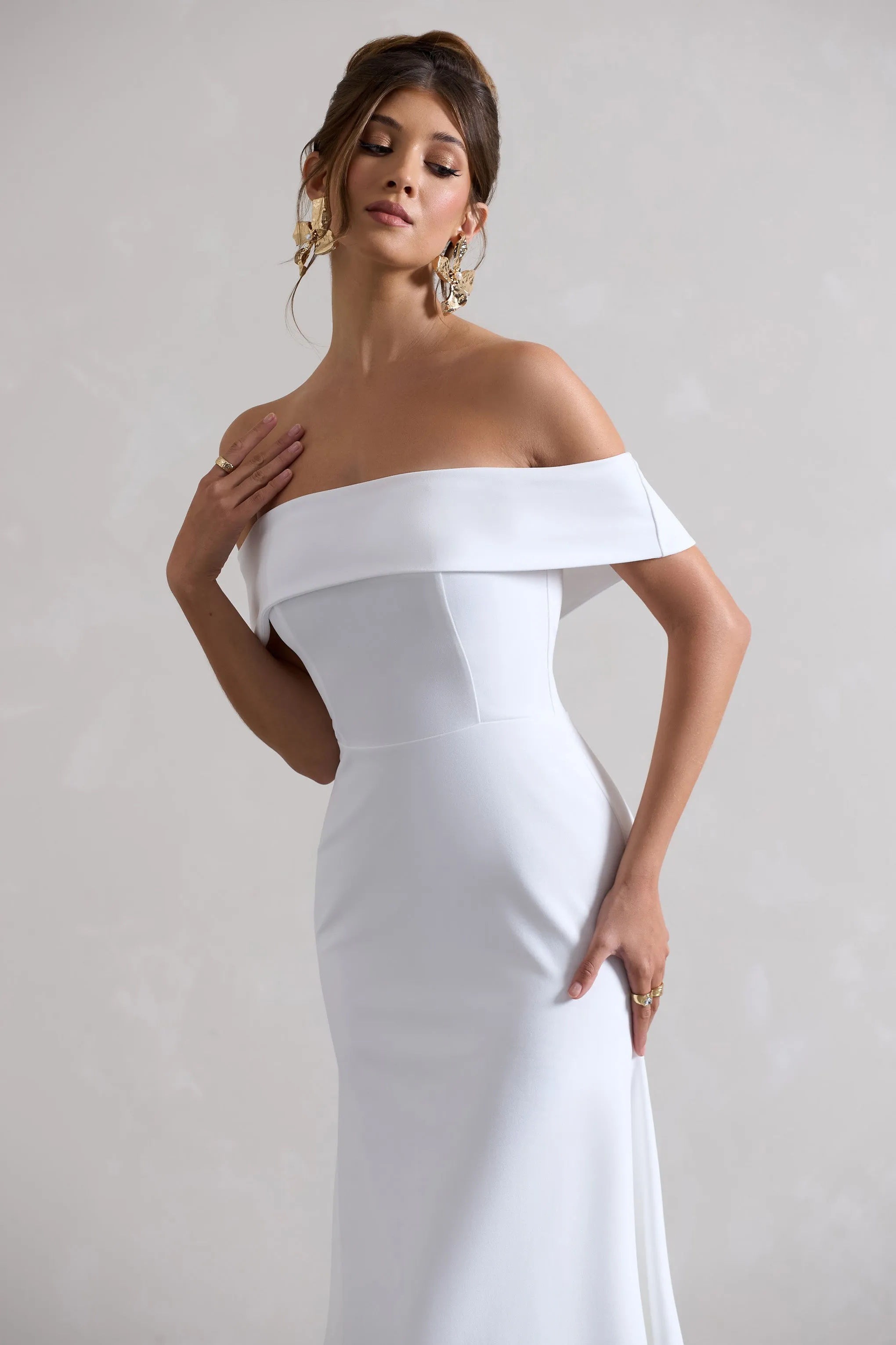 Windsor | White Bardot Midi Dress Club L London