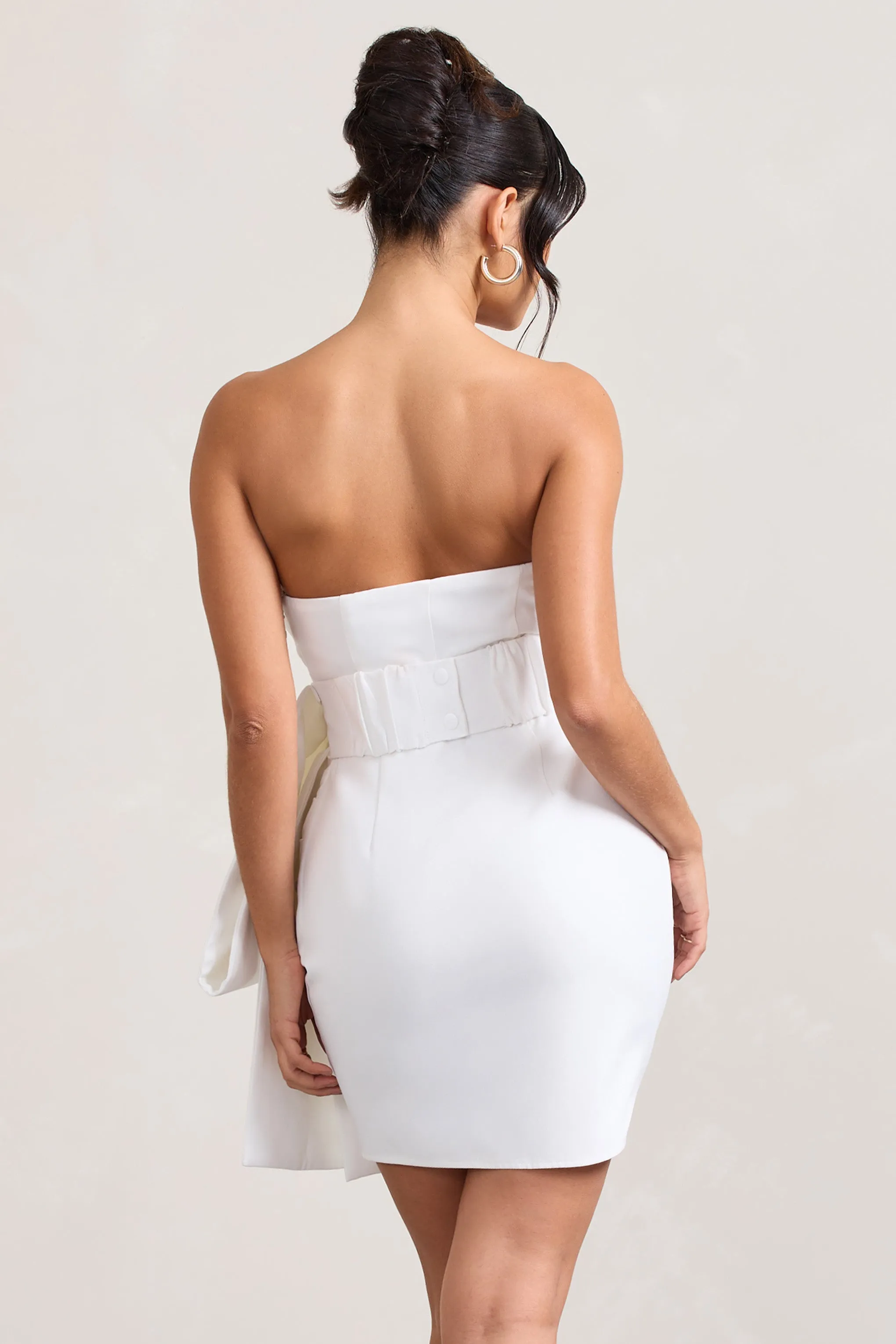 Winner | White Bandeau Mini Dress With Oversized Bow Club L London