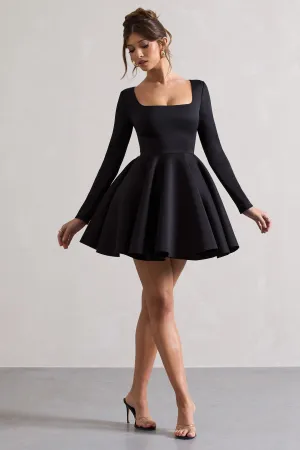 Winslet | Black Square-Neck Skater Mini Dress Club L London