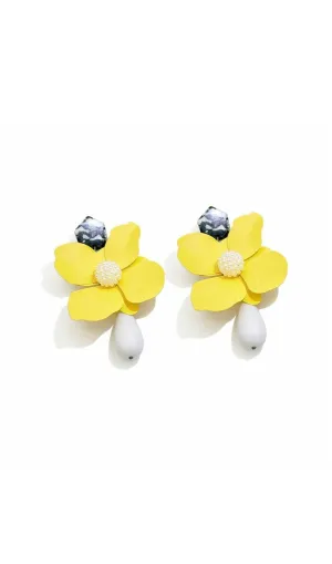 YELLOW FLOWER PEARL EARRINGS Gloria Lanvin