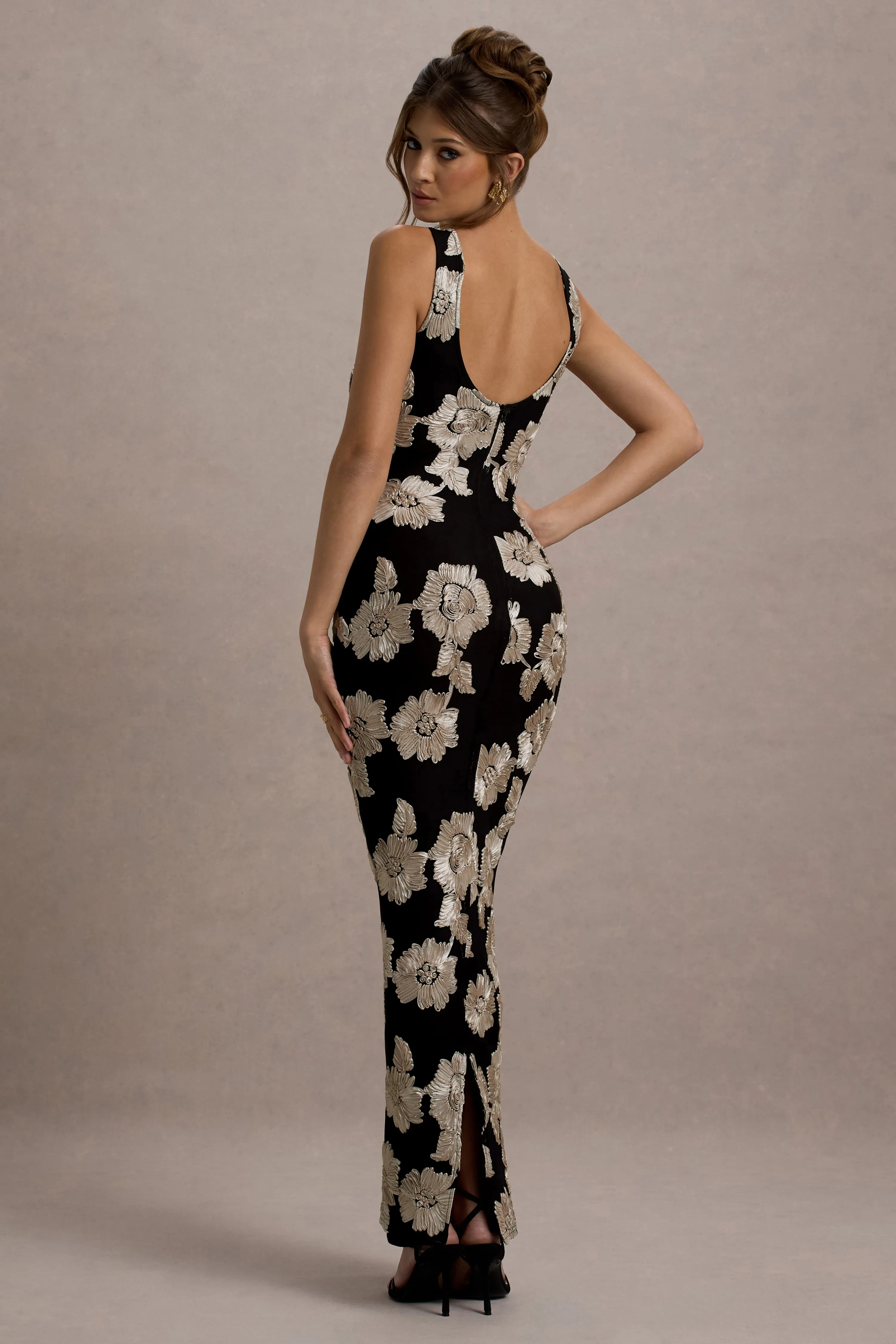 Zoella | Ecru Floral Print Sleeveless Maxi Dress Club L London